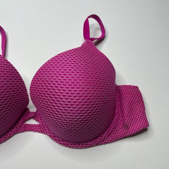 Victoria’s Secret perfect shape bra 36C magenta pink lace - Picture 2 of 7